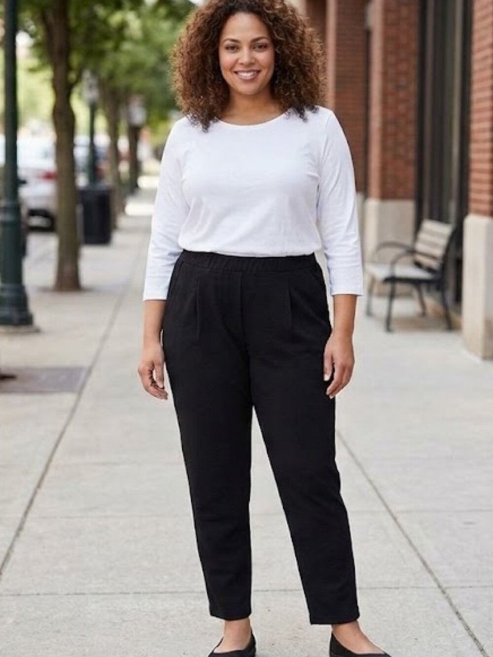 SHEIN Curve 1XL Women's Dress Pants Black Full bodied fit (waist-belly)